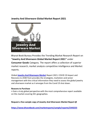 Global Jewelry And Silverware Market Industry Key Growth Factor Analysis & Research Study 2021