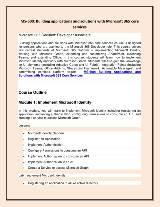 MS-600: Building Applications and Solutions with Microsoft 365 Core Services