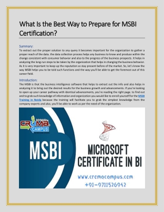 What Is the Best Way to Prepare for MSBI Certification?