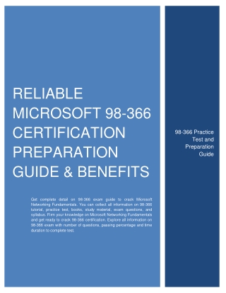 Reliable Microsoft 98-366 Certification Preparation Guide & Benefits