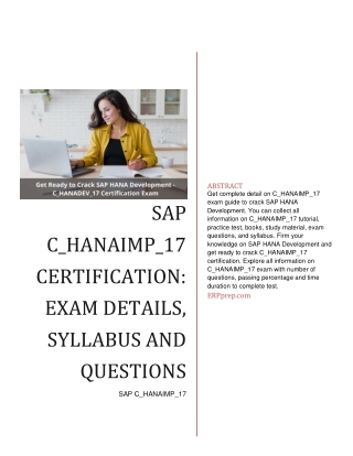 SAP C_HANAIMP_17 Certification: Exam Details, Syllabus and Questions