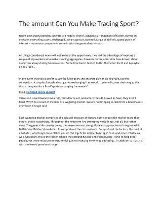 What is sports trading?