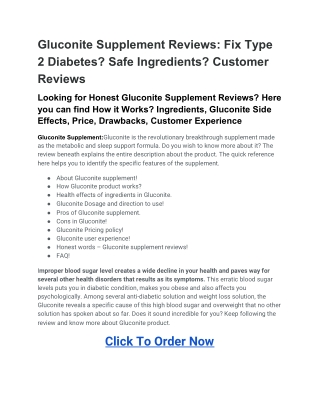 Gluconite Supplement Reviews- Fix Type 2 Diabetes? Safe...