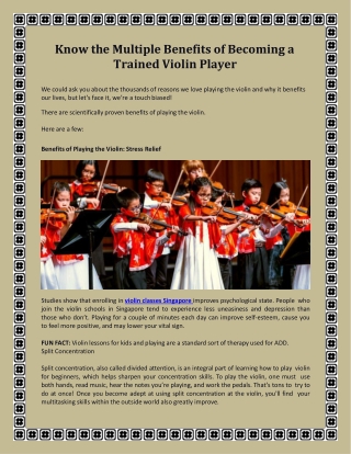 Know the Multiple Benefits of Becoming a Trained Violin Player.