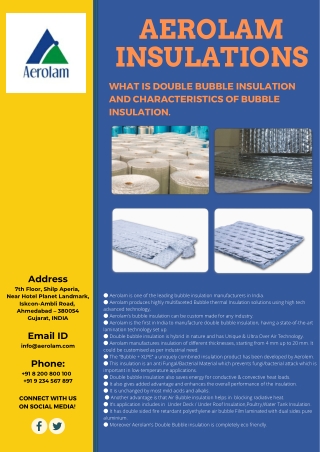 What is Double Bubble Insulation and Characteristics of Bubble Insulation.