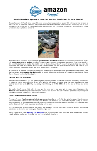 Mazda Wreckers Sydney — How Can You Get Good Cash for Your Mazda?