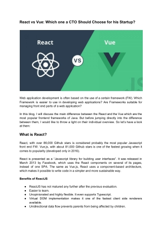 React vs Vue: Which One A CTO Should Choose For His Startup?