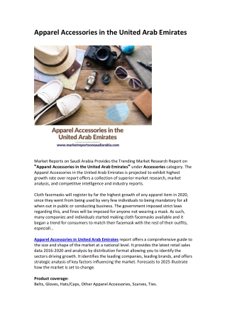 United Arab Emirates Apparel Accessories Market Research Report 2020 - 2025