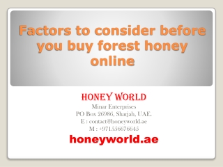 Factors to consider before you buy forest honey online