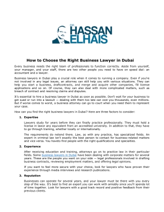 How to Choose the Right Business Lawyer in Dubai