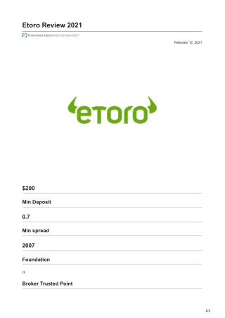 Etoro Review 2021