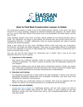 How to Find Best Construction Lawyer in Dubai
