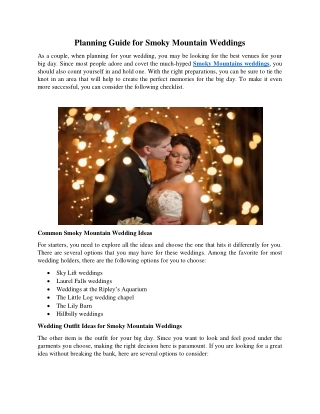 Planning Guide for Smoky Mountain Weddings