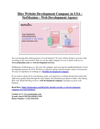 Hire Website Development Company in USA | NetMaxims | Web Development Agency