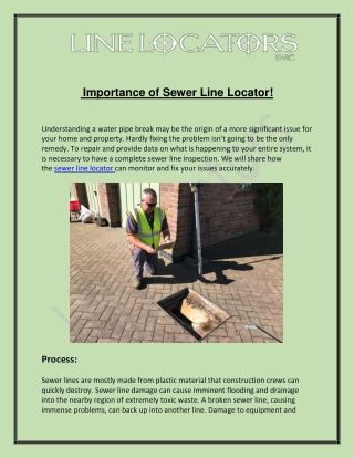 Know The Importance of Sewer Line Locator!