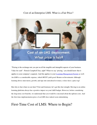 Cost of an Enterprise LMS. What is a Fair Price?