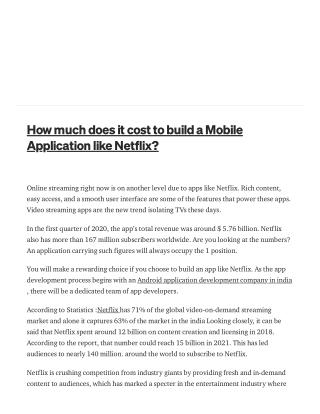 How much does it cost to build a Mobile Application like Netflix?