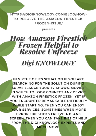 How Amazon Firestick Frozen Helpful to Resolve Unfreeze