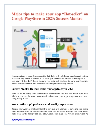 Major tips to make your app “Hot-seller” on Google PlayStore in 2020: Success Mantra