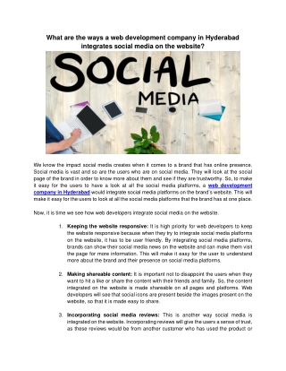 What are the ways a web development company in Hyderabad integrates social media on the website?