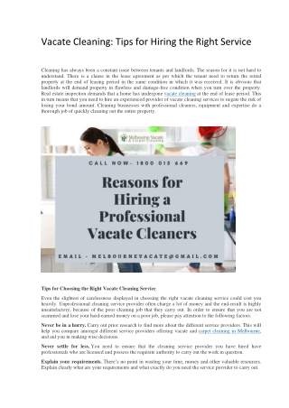 Vacate Cleaning: Tips for Hiring the Right Service