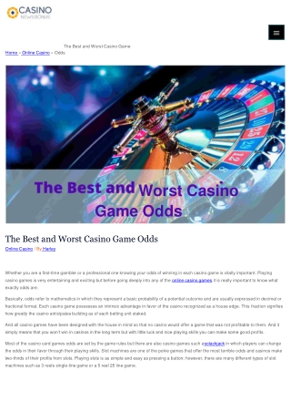 The Best and Worst Casino Game Odds