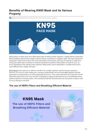 Benefits of KN95 Mask and its Various Property