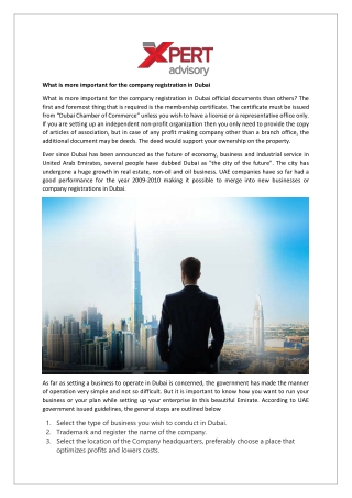 What is more important for the company registration in Dubai