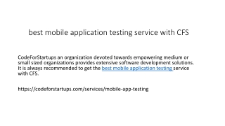 best mobile application testing service with CFS