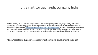 Cfs Smart contract audit company India