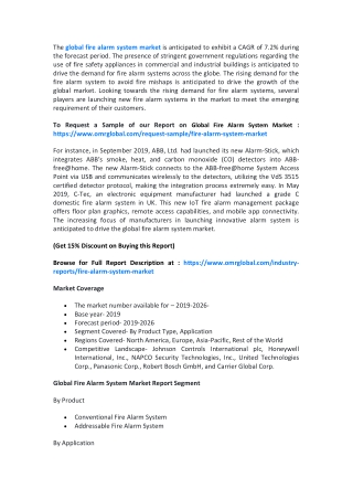 Global Fire Alarm System Market  Size, Growth | Industry Analysis and Forecast 2020-2026