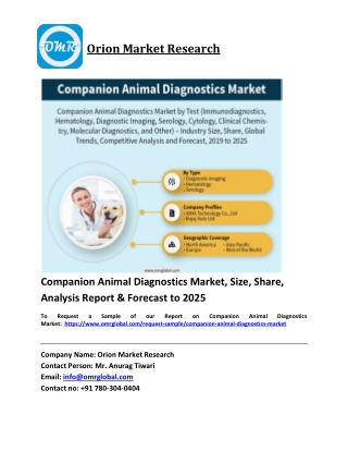 Companion Animal Diagnostics Market Trends, Size, Competitive Analysis and Forecast 2019-2025