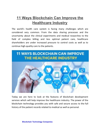 11 Ways Blockchain Can Improve the Healthcare Industry