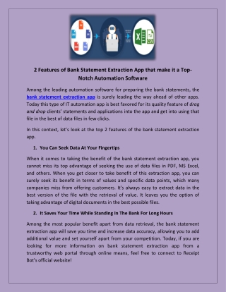 2 Features of Bank Statement Extraction App that make it a Top-Notch Automation Software