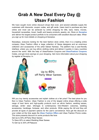 Grab a New Deal Every Day @ Utsav Fashion