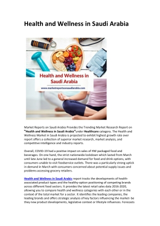 Health and Wellness in Saudi Arabia: Market Growth, Opportunity and Forecast 2025