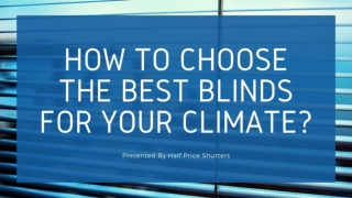 How To Choose The Best Blinds For Your Climate?