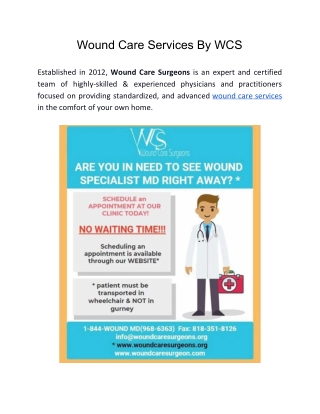 Wound Care Services By WCS