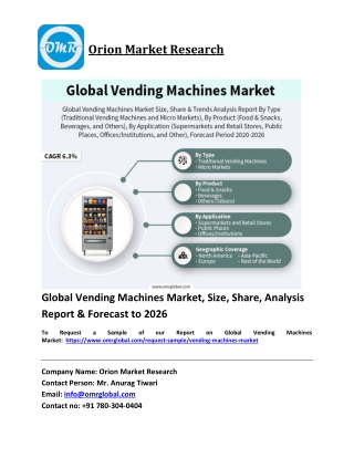 Global Vending Machines Market Trends, Size, Competitive Analysis and Forecast 2020-2026