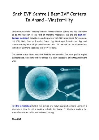 Sneh IVF Centre | Best IVF Centers In Anand - Vinsfertility