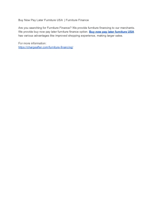 Buy Now Pay Later Furniture USA  | Furniture Finance