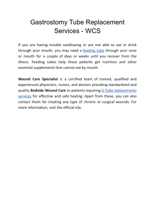 Gastrostomy Tube Replacement Services - WCS