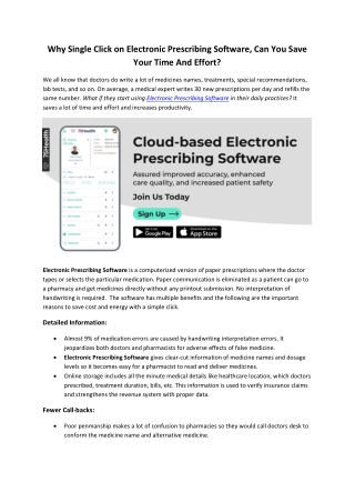 Why Single Click on Electronic Prescribing Software, Can You Save Your Time And Effort?
