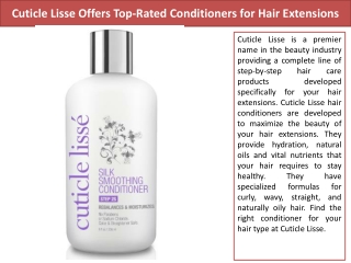 Cuticle Lisse Offers Top-Rated Conditioners for Hair Extensions