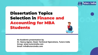 Dissertation Topics Selection in Finance and Accounting for MBA Students