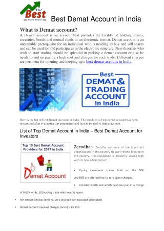 Best Demat Account in India