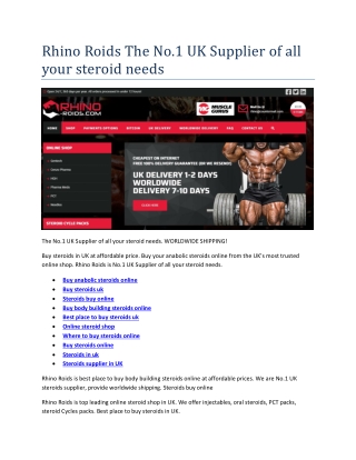 Rhino Roids The No.1 UK Supplier of all your steroid needs