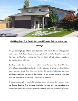Get Help from The Best Interior and Exterior Painter at Contour Coatings