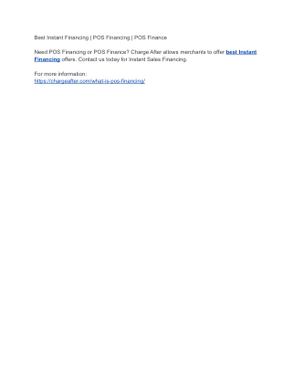 Best Instant Financing | POS Financing | POS Finance