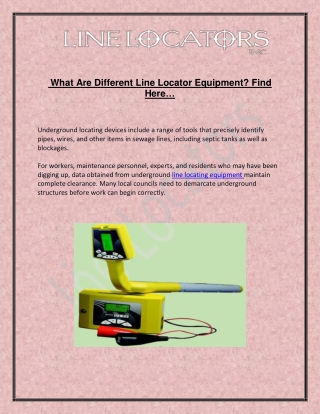 What Are Different Line Locator Equipment?